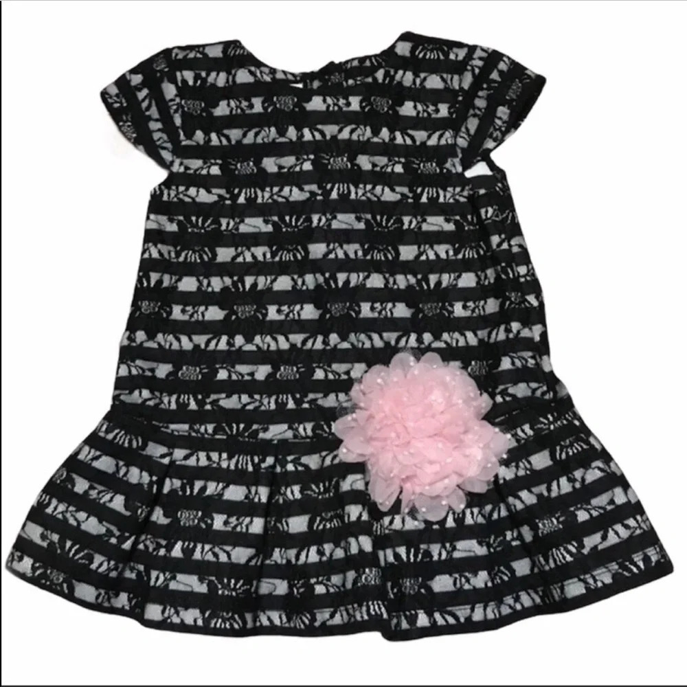 Pippa & Julie Floral Lace Striped Peplum Top Sz 4